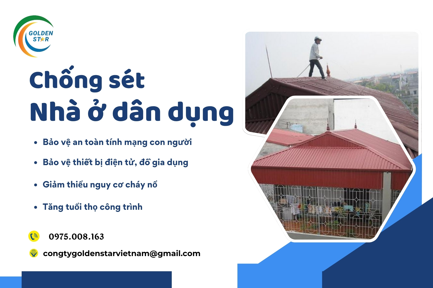 Chống Sét Nhà ở Dân Dụng Tại GOLDEN STAR Việt Nam
