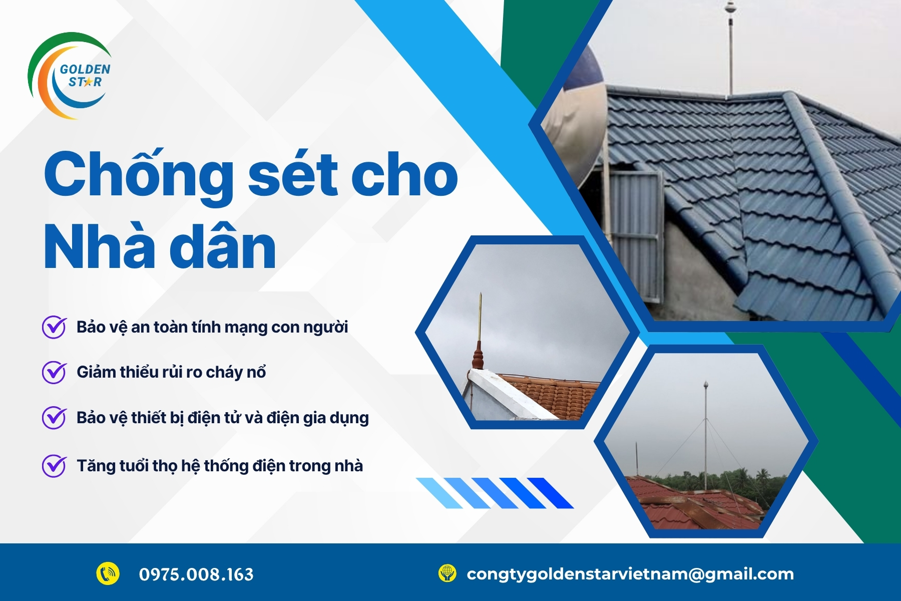 Chống Sét Cho Nhà Dân Tại GOLDEN STAR Việt Nam