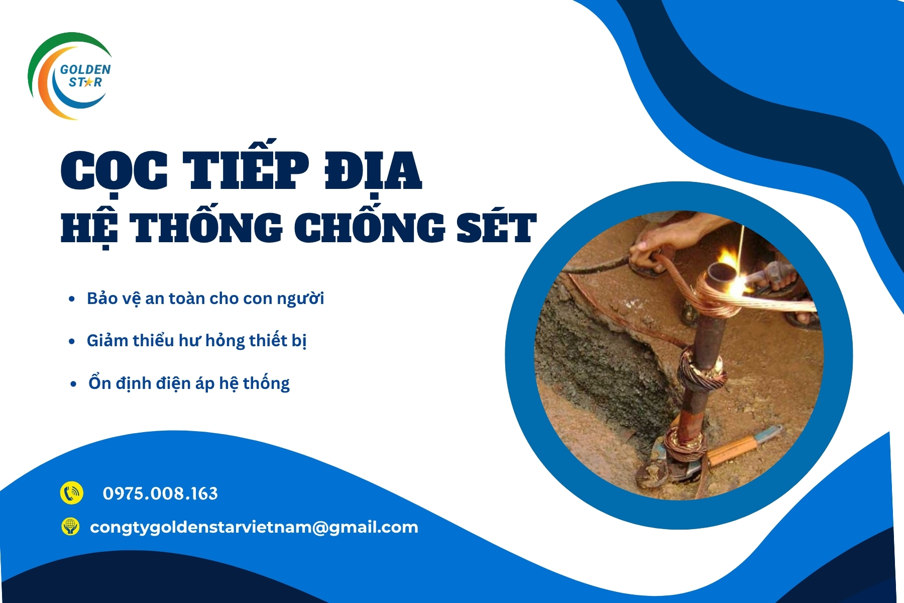 Cọc Tiếp địa Hệ Thống Chống Sét Tại GOLDEN STAR Việt Nam