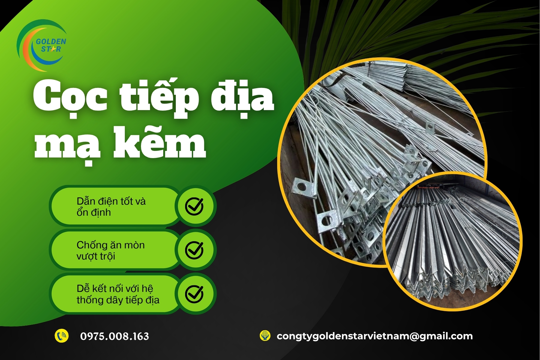 Cọc Tiếp địa Mạ Kẽm Tại GOLDEN STAR Việt Nam