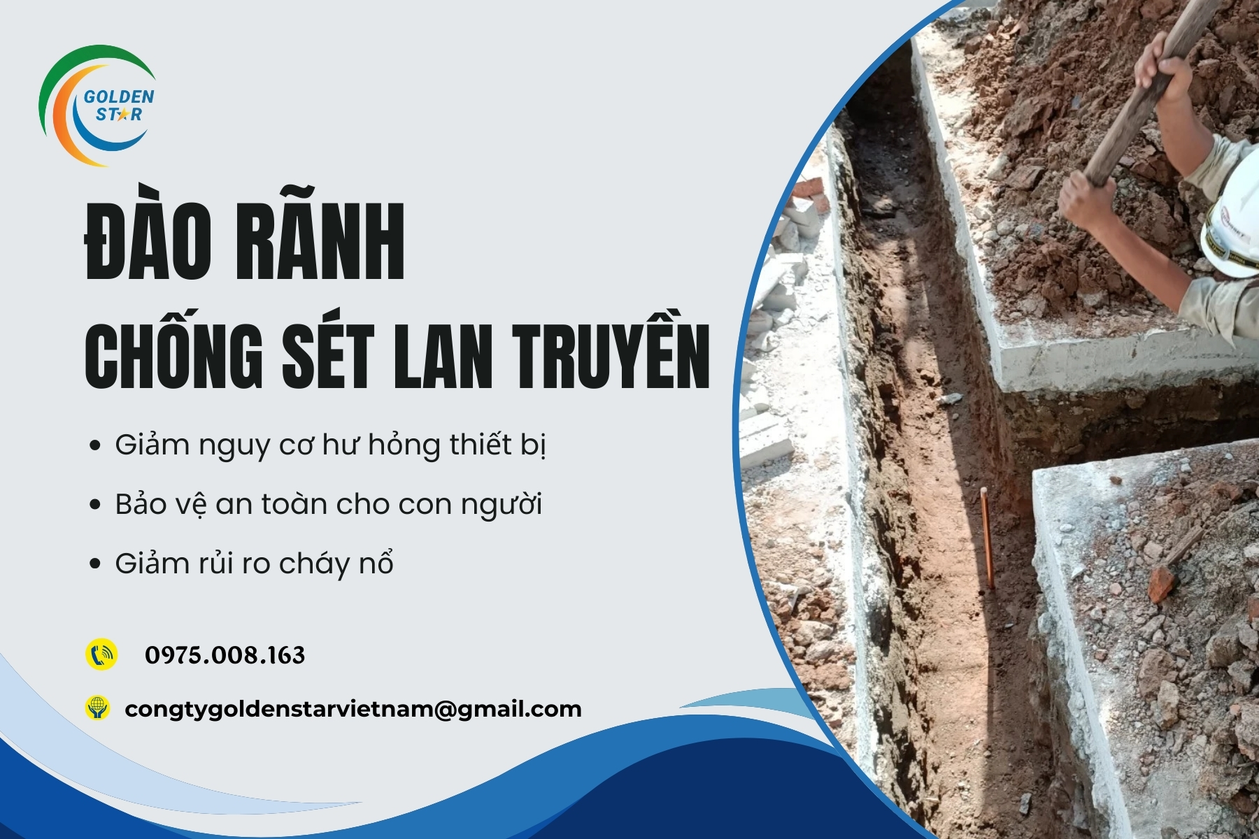 Đào Rãnh Chống Sét Lan Truyền Tại GOLDEN STAR Việt Nam